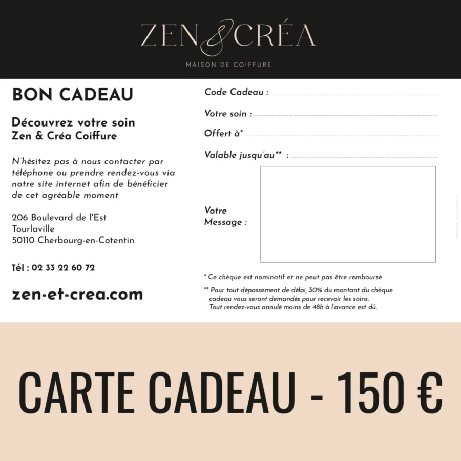 Bon cadeau 150 € - Salon Bd de l'Est